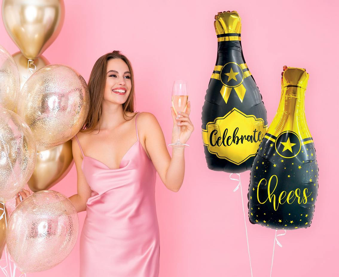 Foil balloon B&C Champagne - Cheers, 35x76 cm